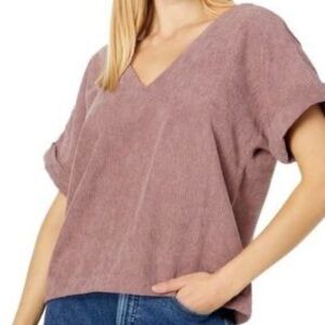 Madewell Women’s Mauve Corduroy Button Back Shirt V-Neck